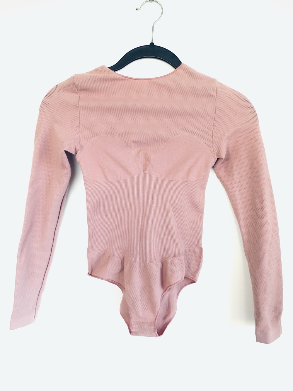 Fleur du Mal Long-Sleeve Blush Pink Seamless Bodysuit